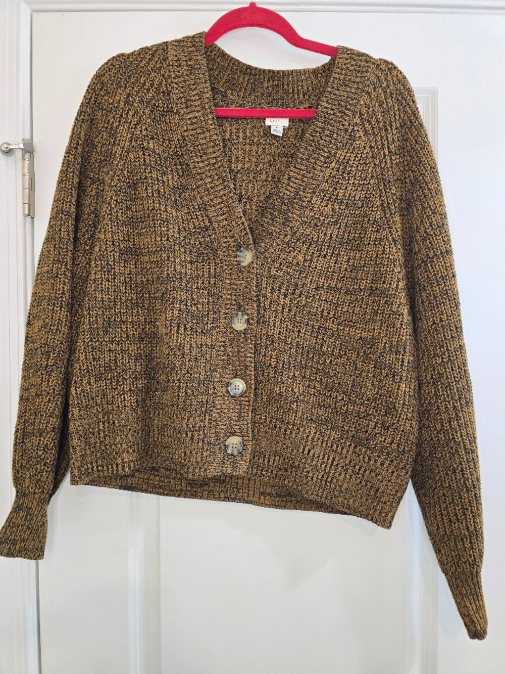 A New Day Button Front Cardigan - Brown and Black - Picture 2 of 6